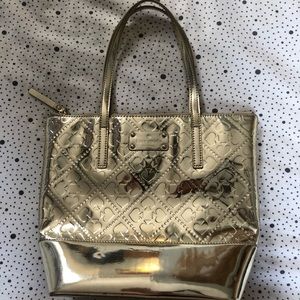 LIKE NEW Kate Spade Metallic Gold Embossed Tote